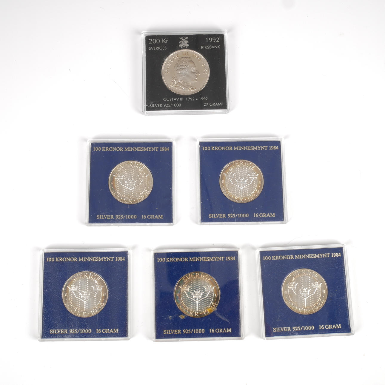 COMMEMORATIVE COINS, 6 pieces, silver.