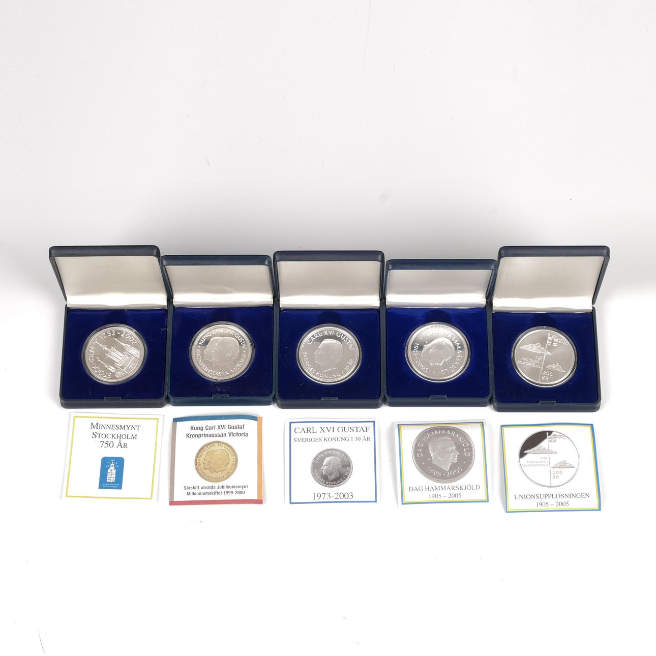COMMEMORATIVE COINS, 5 pieces, silver.
