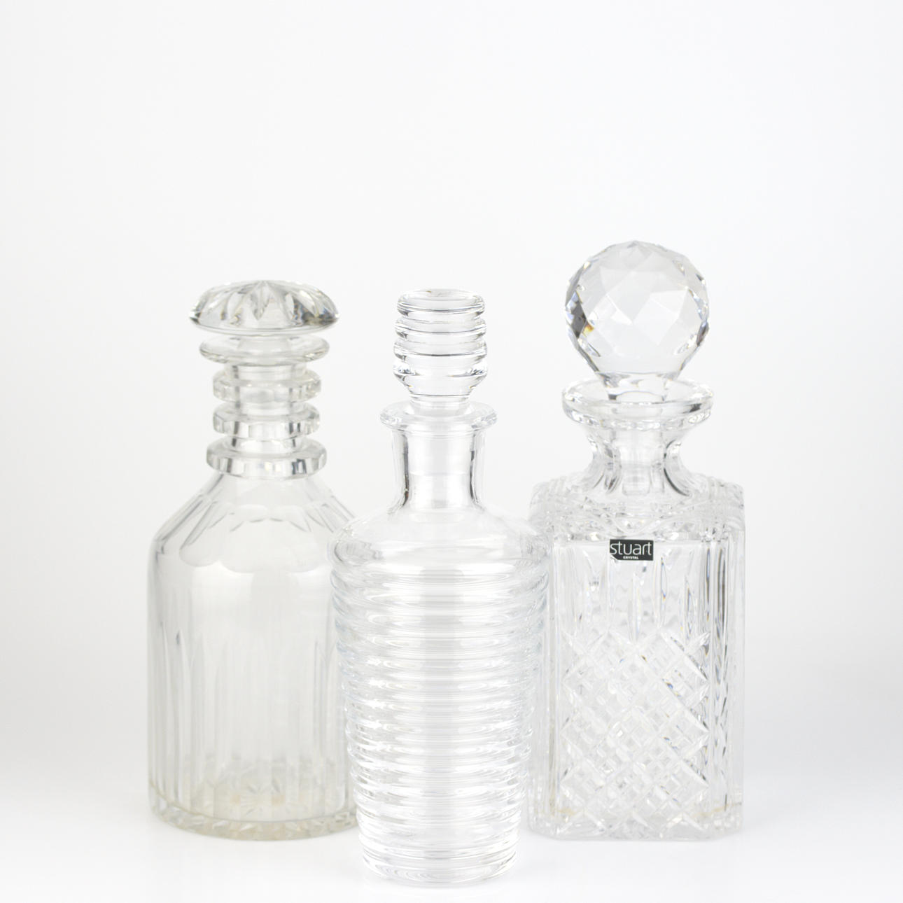 KARAFLER, 3 glas, glas, 20. årh.