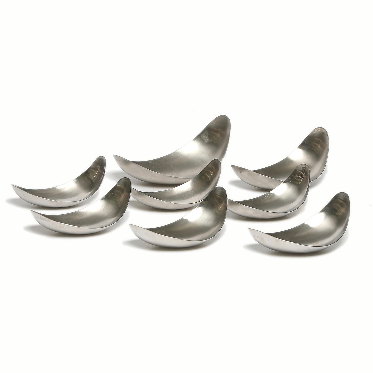 SERVERINGSSKÅLAR, 8 st, rostfritt stål, "Leaf", Helle Damkjaer, Georg Jensen, Danmark, 2000-tal.