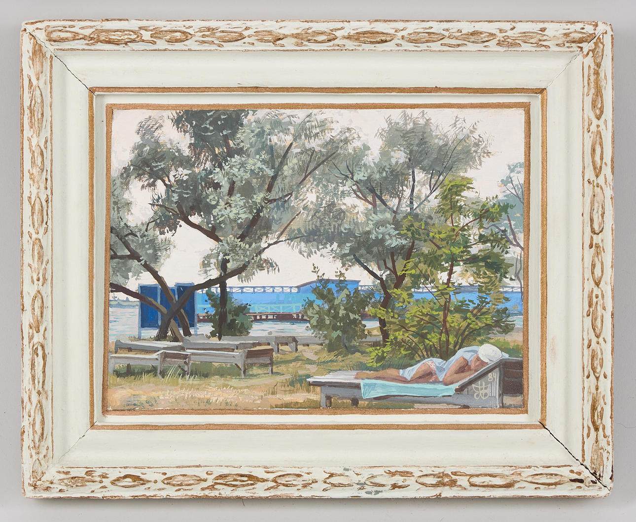 YURI PUGACHEV (1933-1998). The bath, signed and dated -84, gouache.