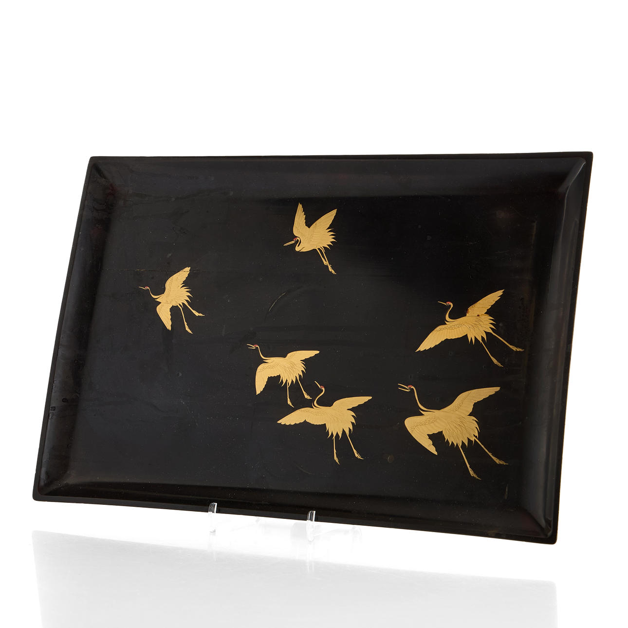 Ein Tablett, Lackarbeiten, Japan, Krandekor.