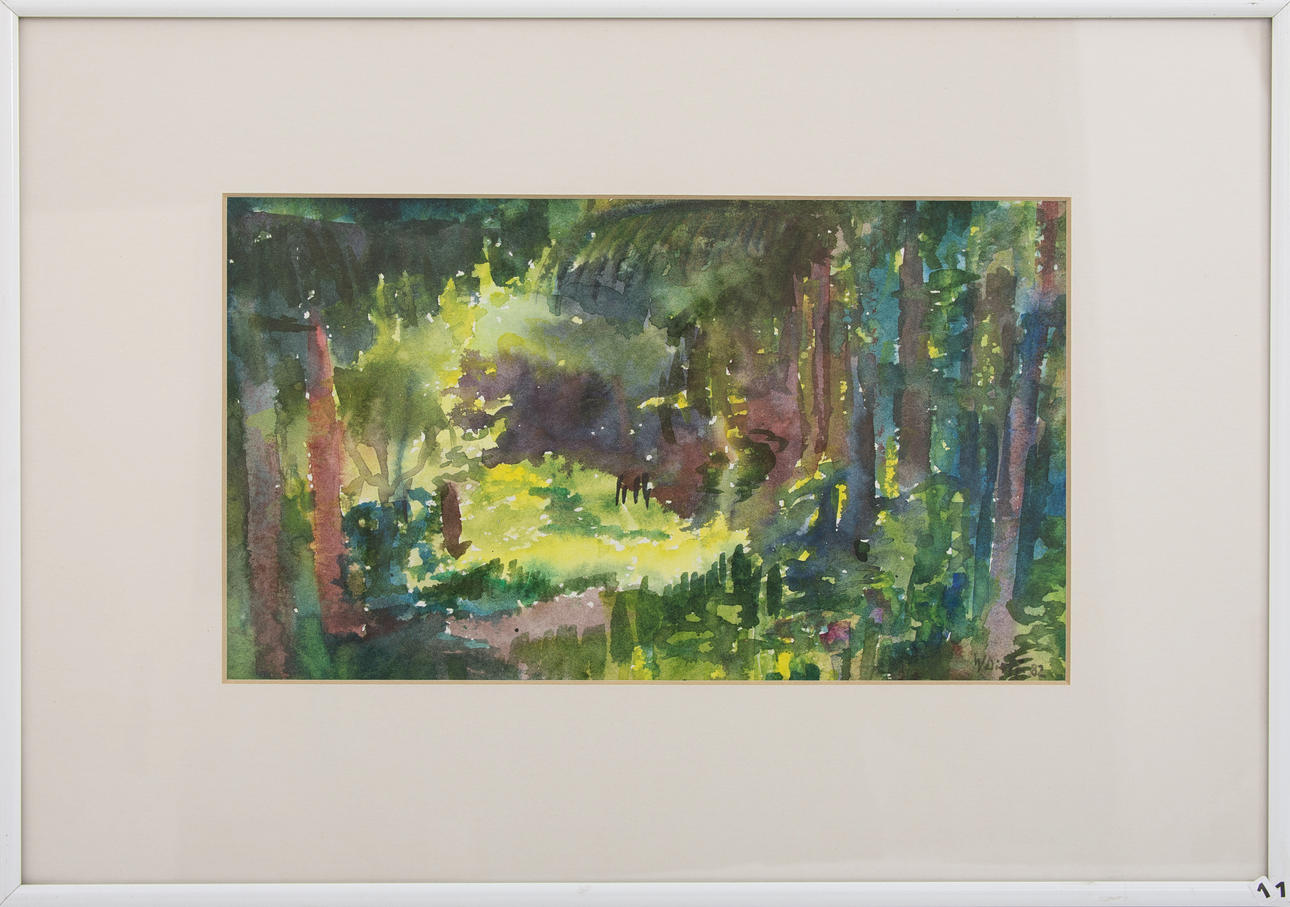 WERNER DIETZ. "Waldlichtung" vattenfärg, 1982.