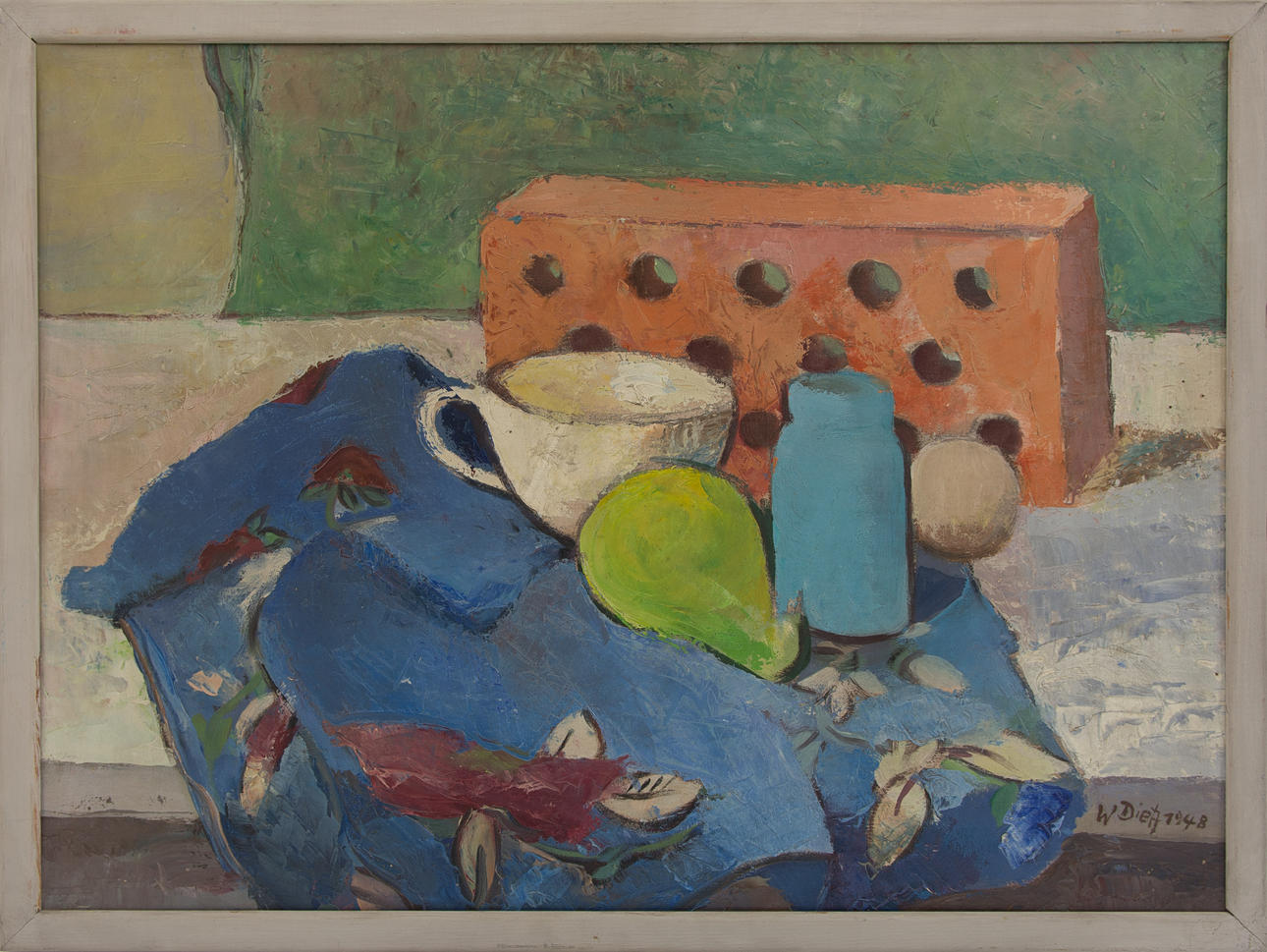 WERNER DIETZ. "Stilleben med päron tegel" tecken. dat. 1948.