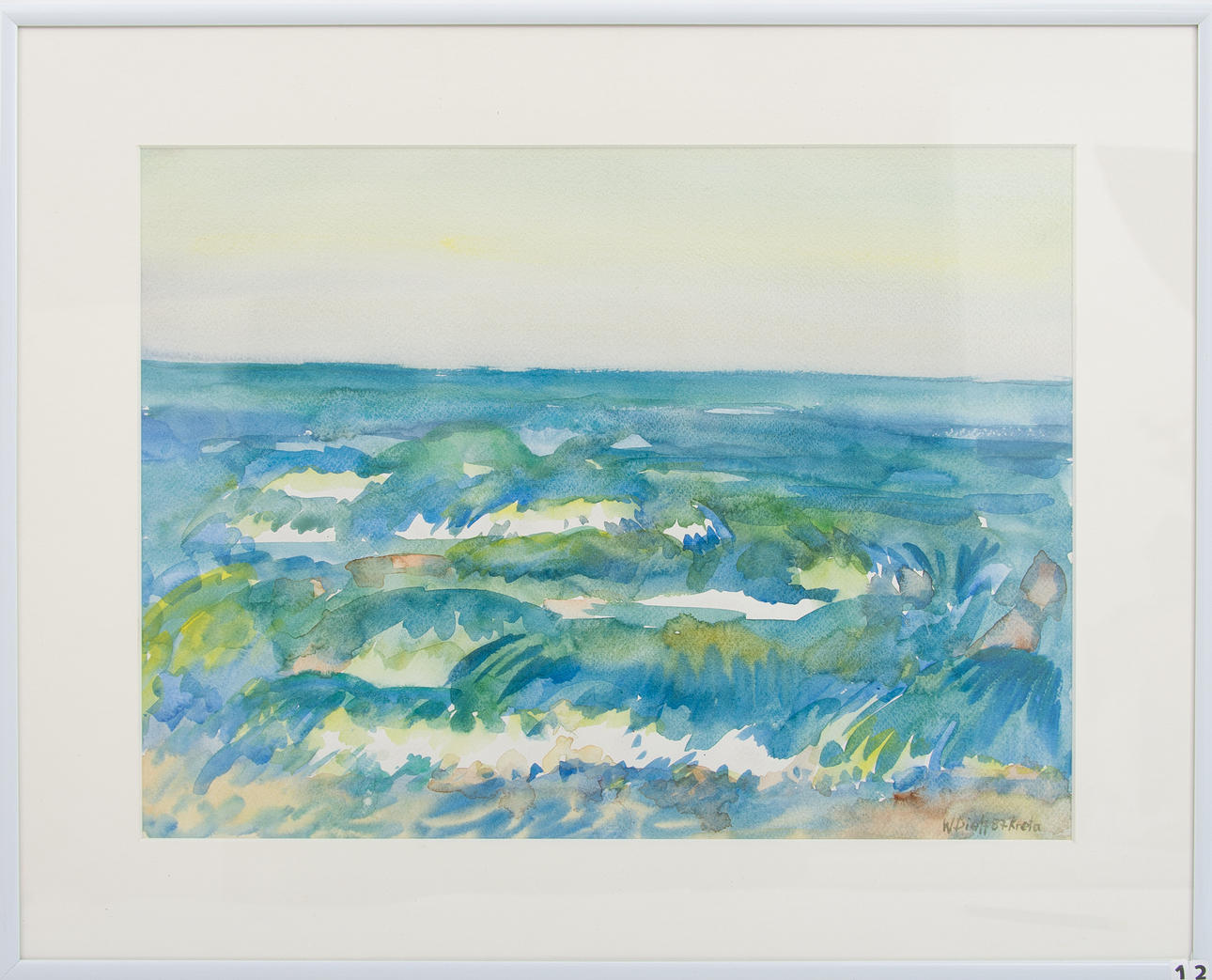 WERNER DIETZ. "Kreta" vattenfärg, signerad daterad 1987.