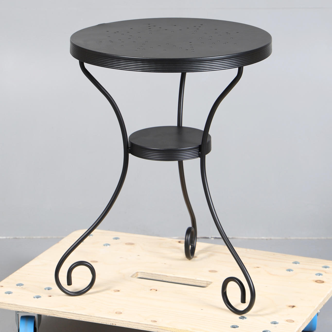 IKEA 'NORESUND' METAL TWO TIER TABLE.