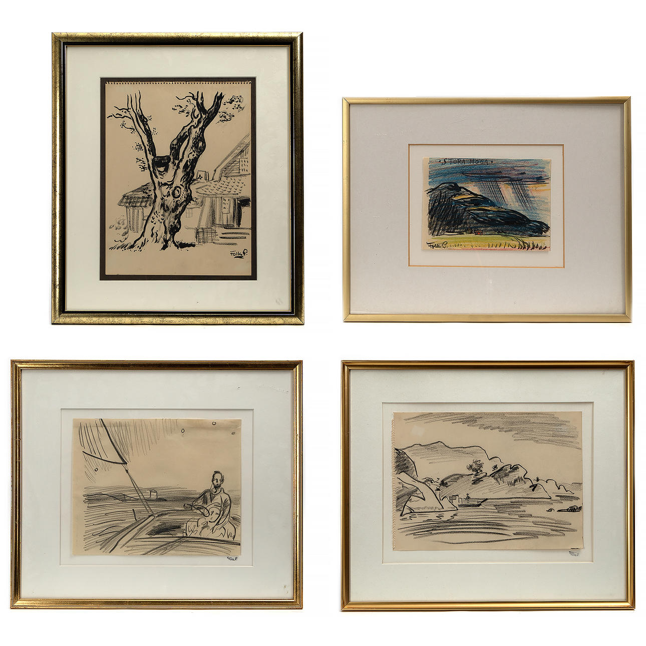 FOLKE PERSSON. Drawings, 4 pcs.