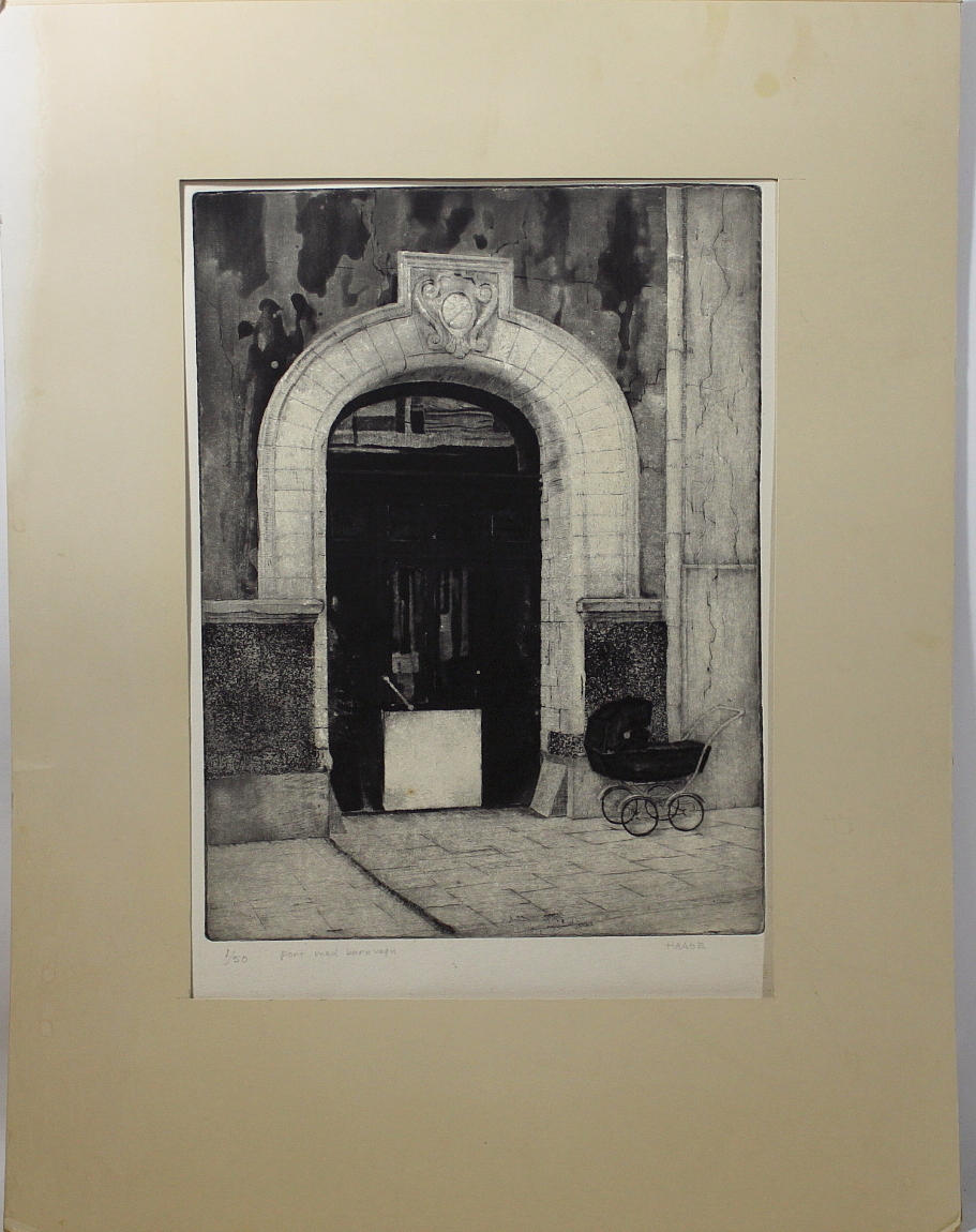 SIXTEN HAAGE. etsning "port med barnvagn"signerad och numrerad 1/50.