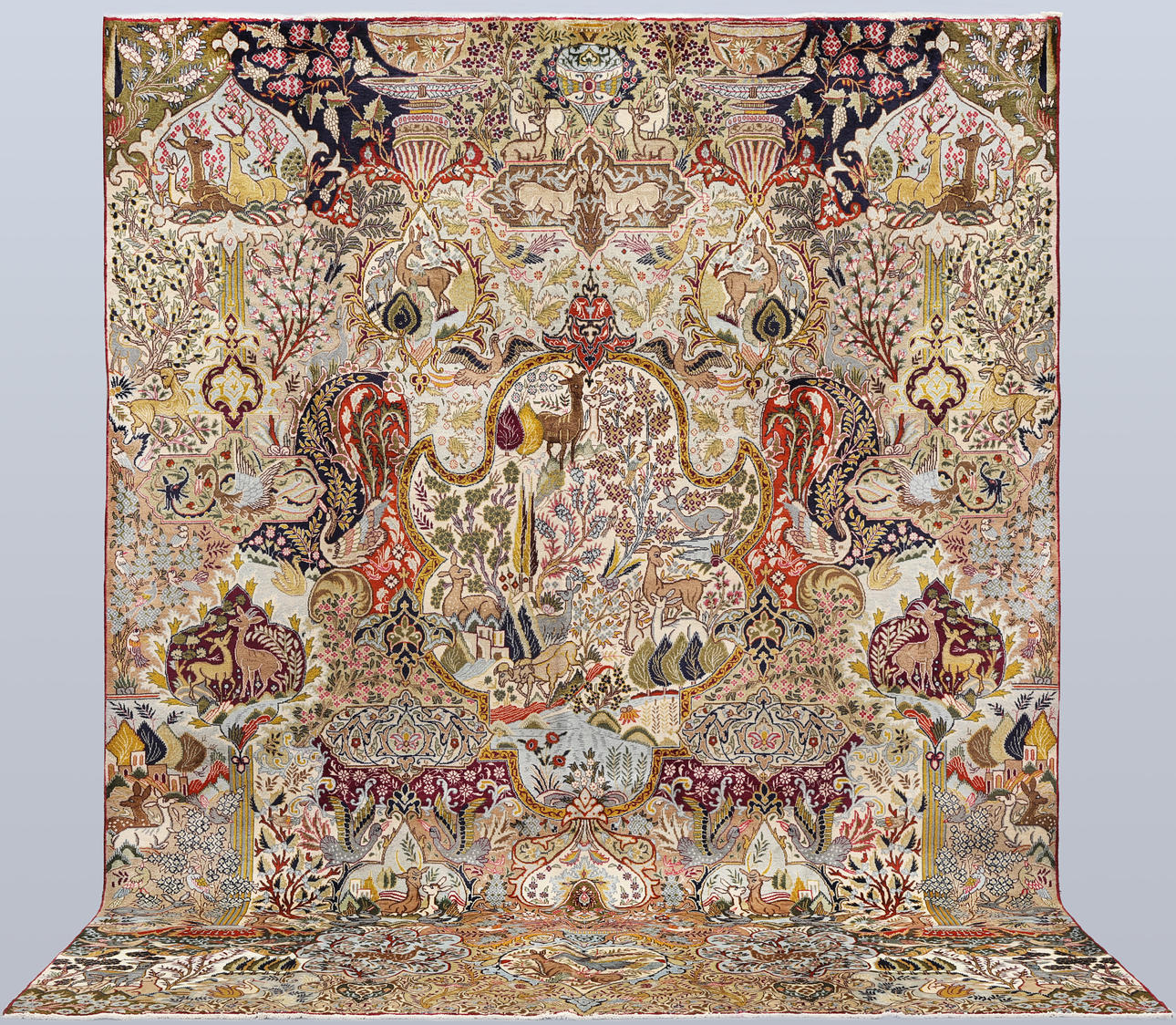 ORIENTAL RUG, figural Kashmar. Approx. 390 x 298 cm.