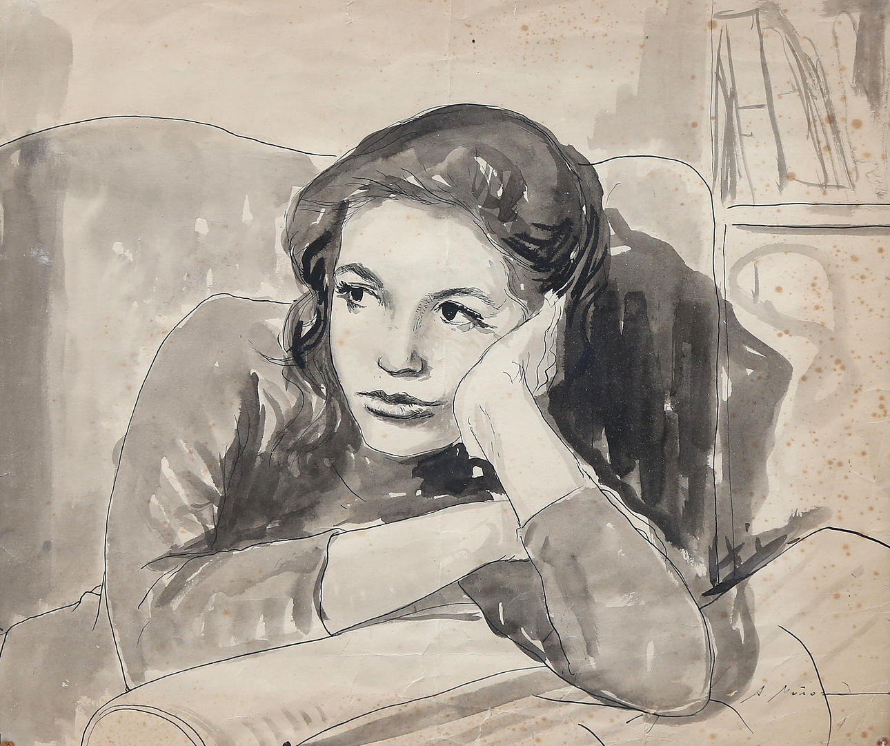 AGUSTÍ MUÑOZ (20TH CENTURY). Kvindeportræt.