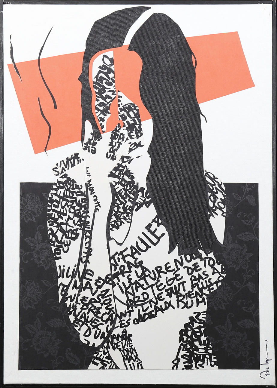 PER INGEMARSSON. Figurkomposition, Mixed Media/Collage, signerad.