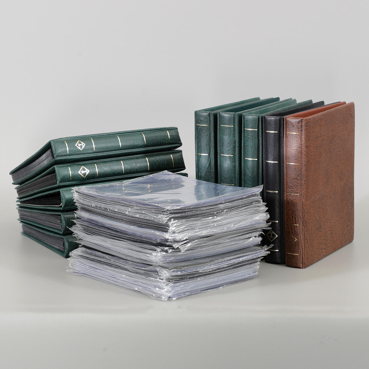 10 Leuchtturm Optima stamp holders, 1900/2000s.