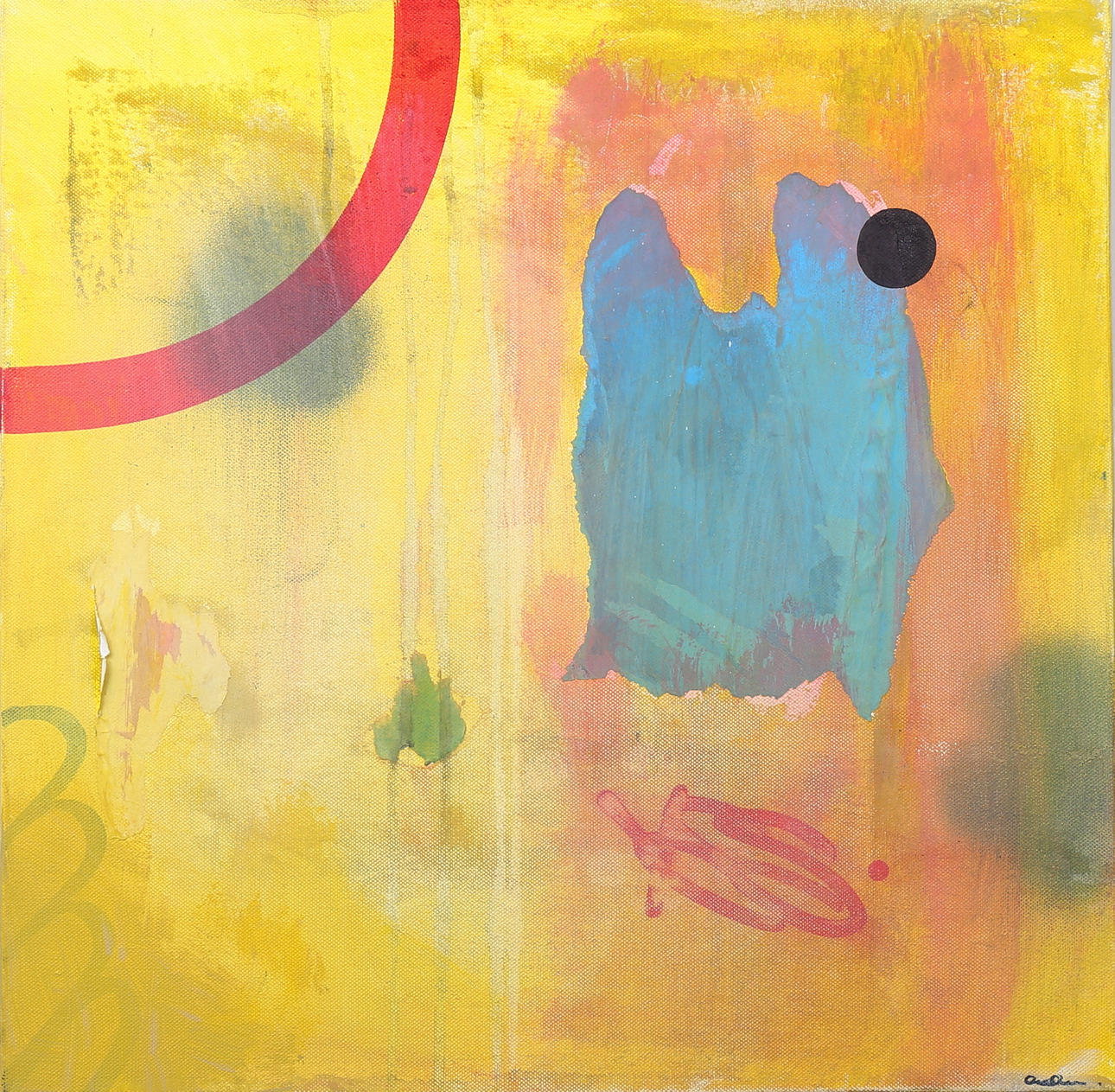 ANDERS STEFFEN. "Red Round & Black Dot", blandteknik, signerad.