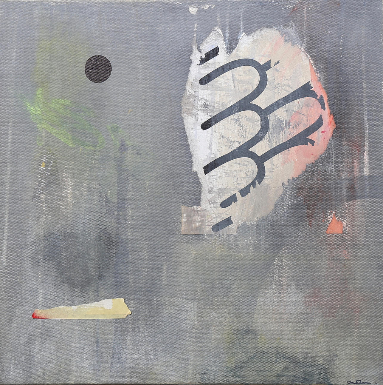 ANDERS STEFFEN. "Grey, Black Dot and Some White", blandteknik, signerad.