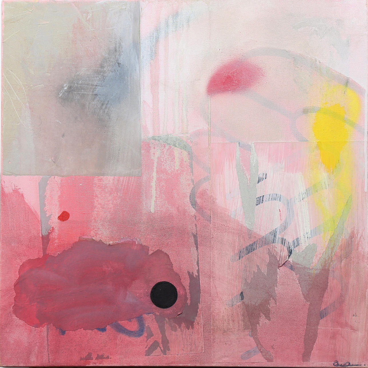ANDERS STEFFEN. "Pink & Black Dot", blandteknik, signerad.