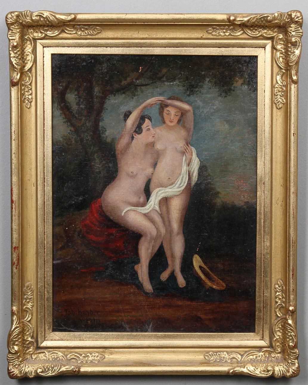 OKÄND KONSTNÄR. Figurscen, olja på panå, signerad och daterad, 1800 tal.