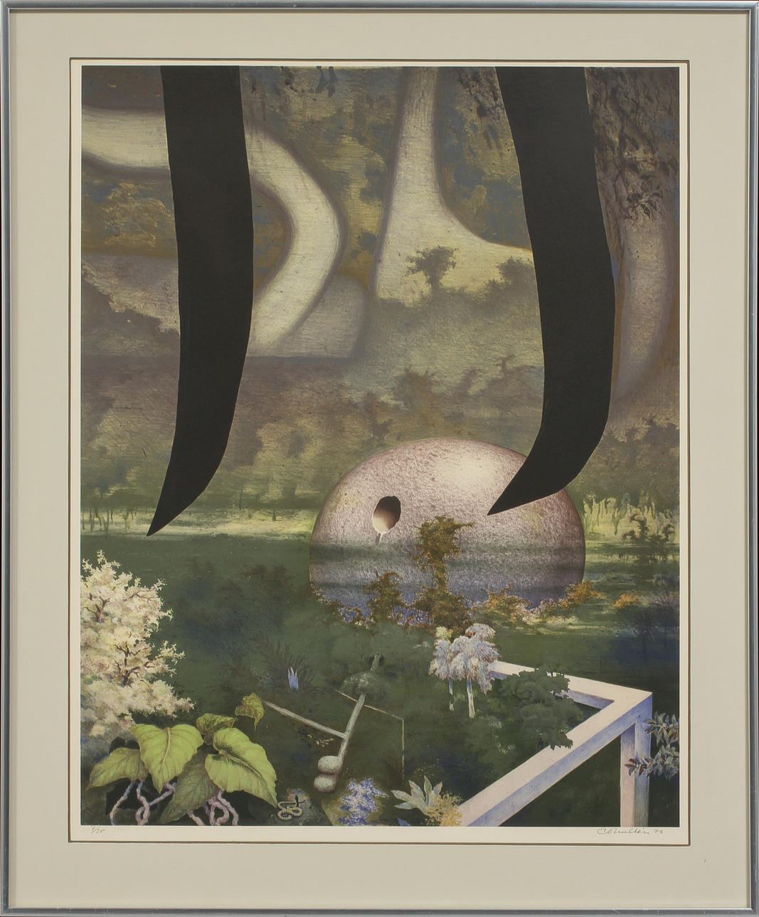 CARL OTTO HULTÉN. Vegetation, litografi, sign o numr 7/25.