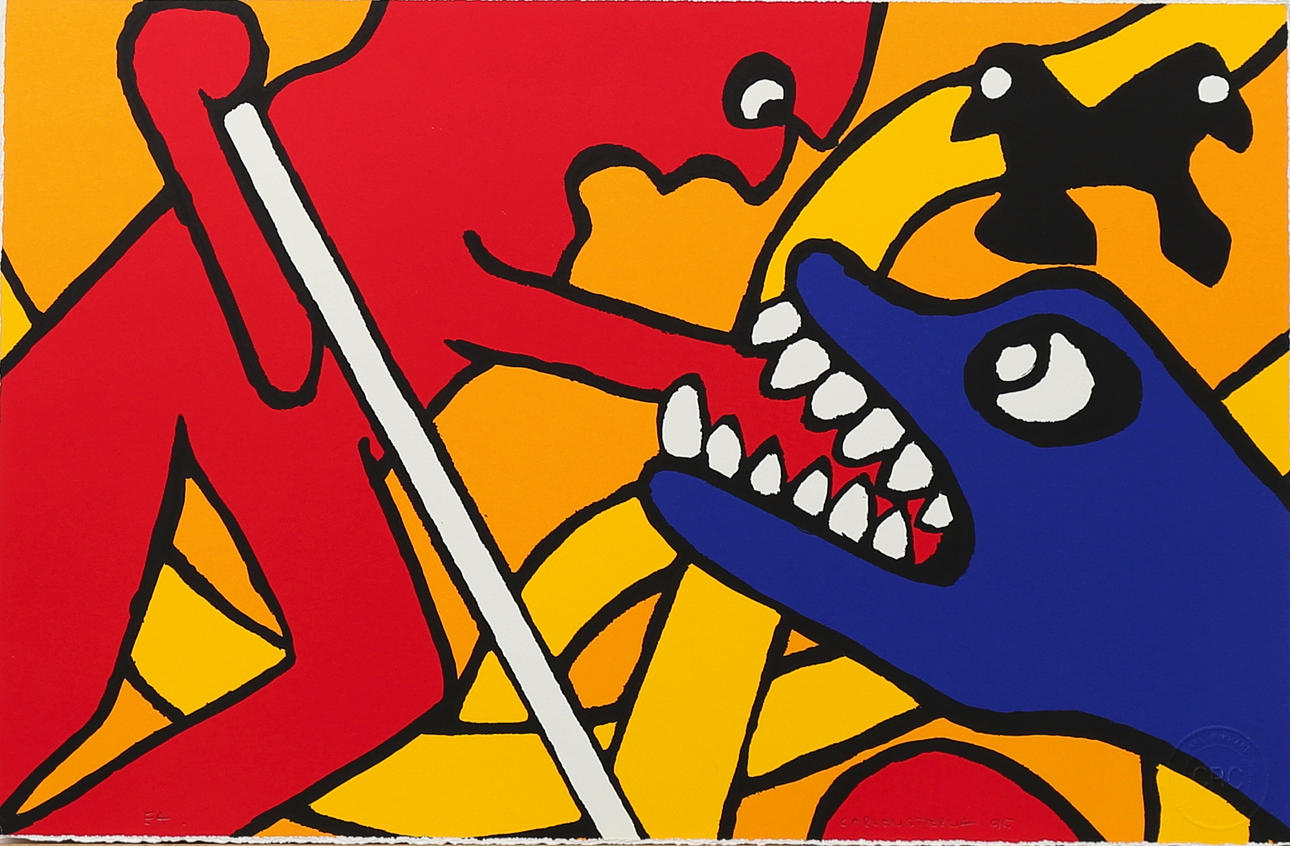 CARL-RICHARD CARLENSTIERNA. Mannen och draken, färgserigrafi, signerad Carlenstierna och daterad -95 samt numrerad EA.