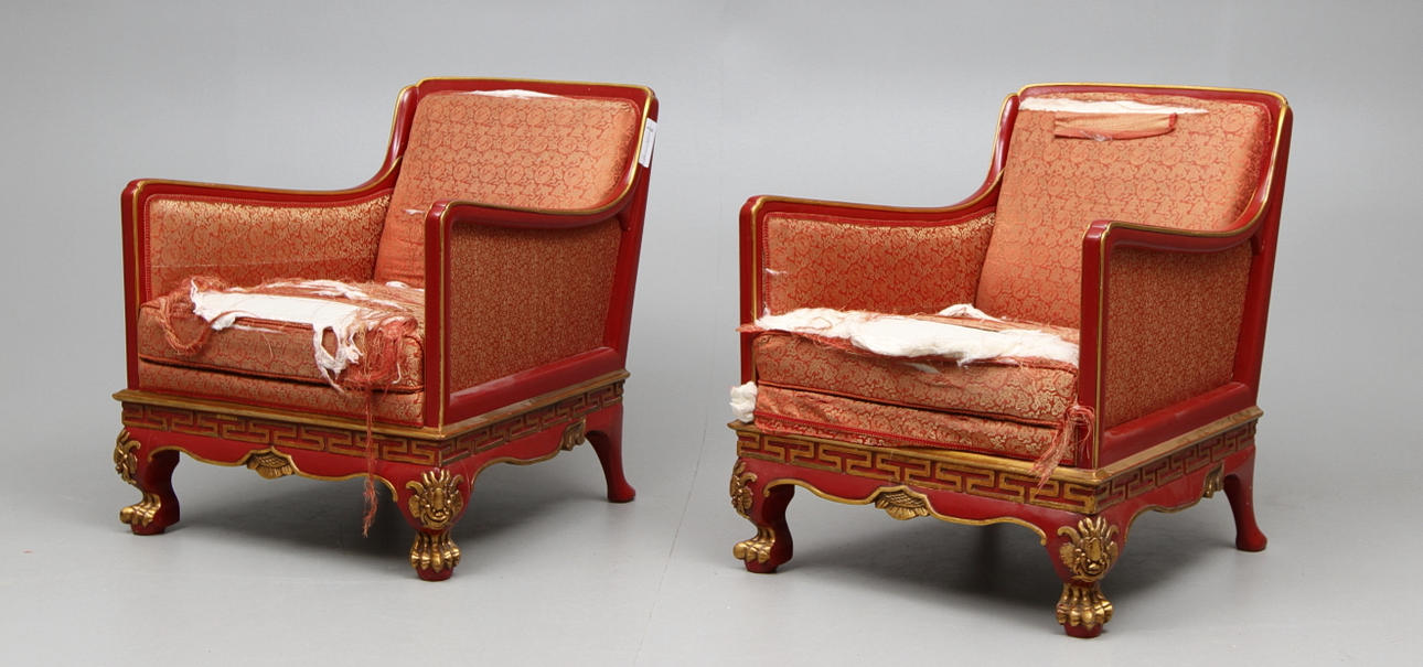 FÅTÖLJER,ett par Kinesisk stil,1920-tal, från Kinarummet, Sjögestadbro gård.