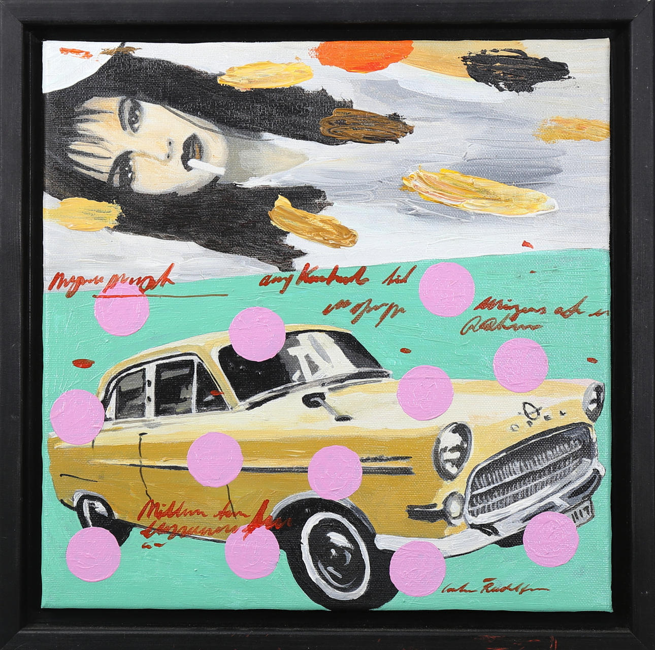 CARSTEN RUDOLFSEN. Figurkomposition, akryl på duk, signerad.