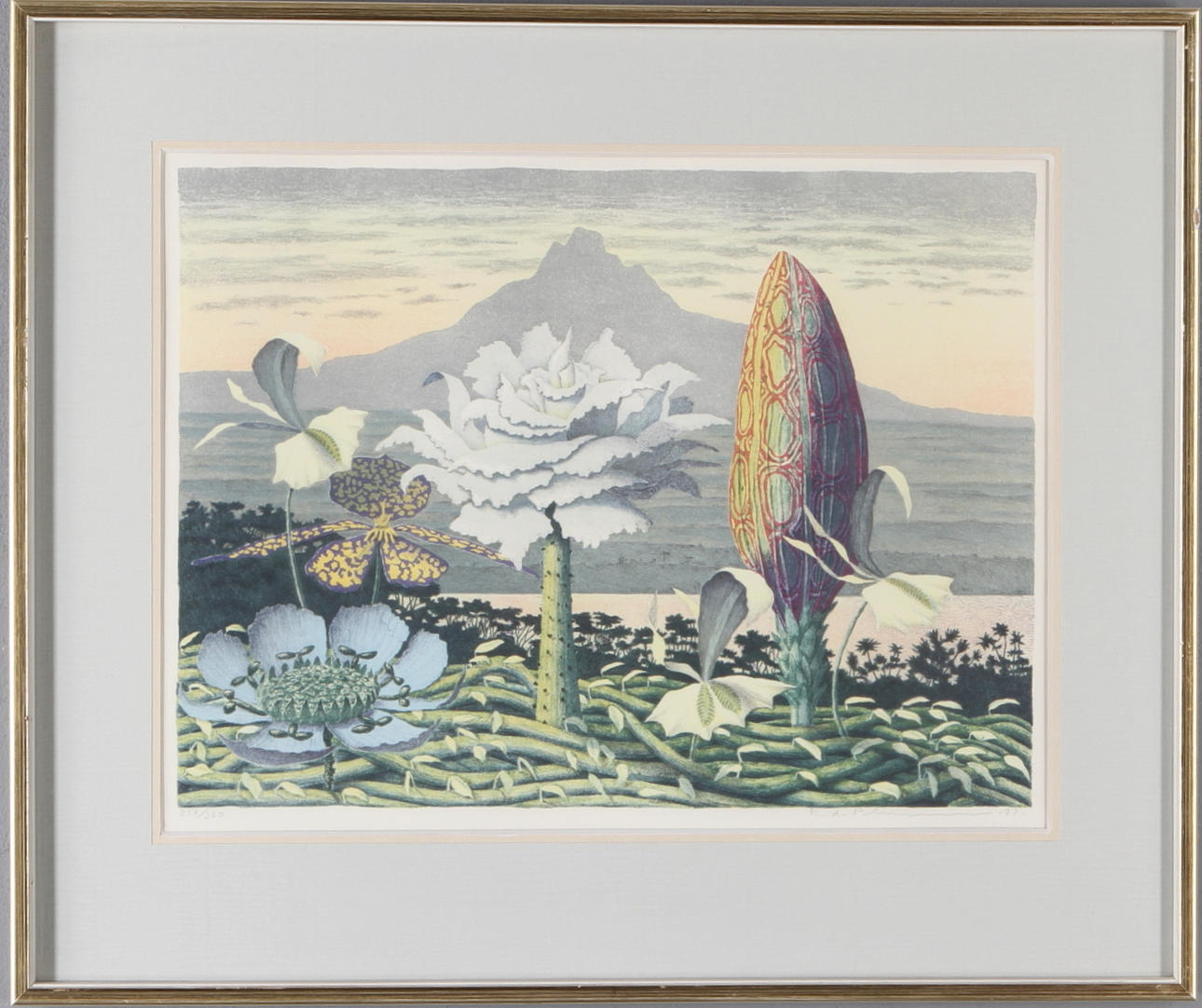 KARL-AXEL PEHRSSON. Fantasiblommor, litografi, signerad, daterad -77 samt numrerad 258/360.