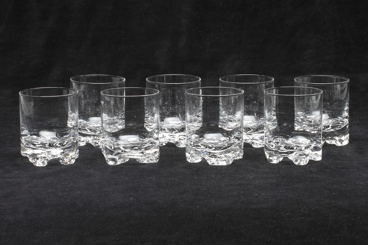 GLAS, 8 st, "Gaissa", Tapio Wirkkala, Iittala, Finland.