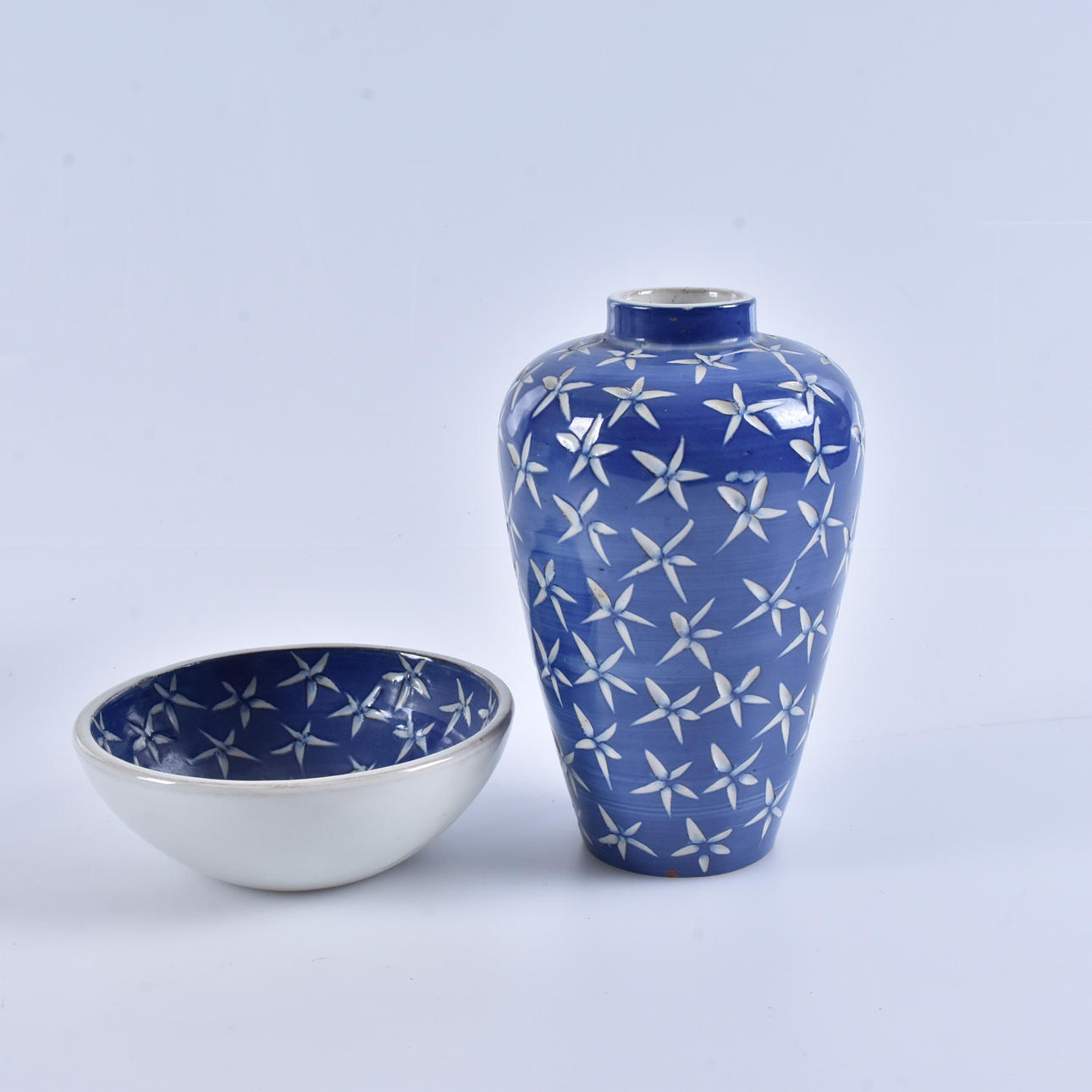 Vase og skål, keramik, Ingrid Atterberg, Ekeby.