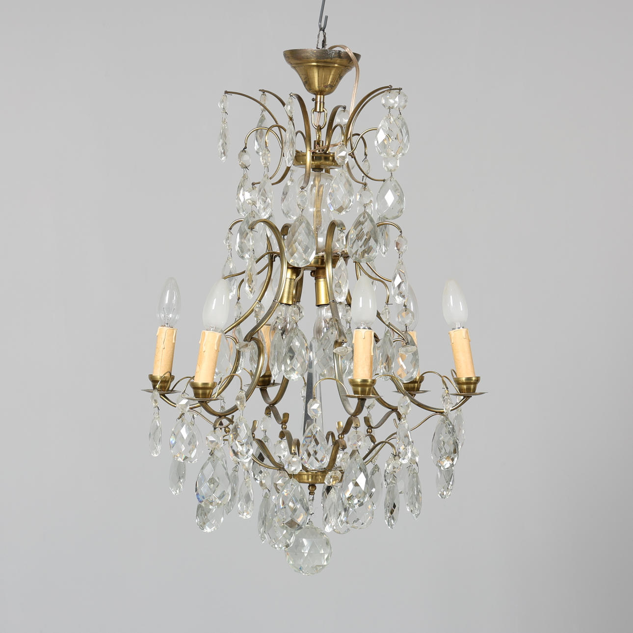 CHANDELIER, 6-arm, baroque style, electrified.
