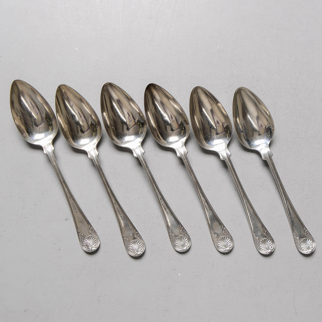 DANIEL EKLUND. Skedar, 6 st, silver, Kalmar, 1843.