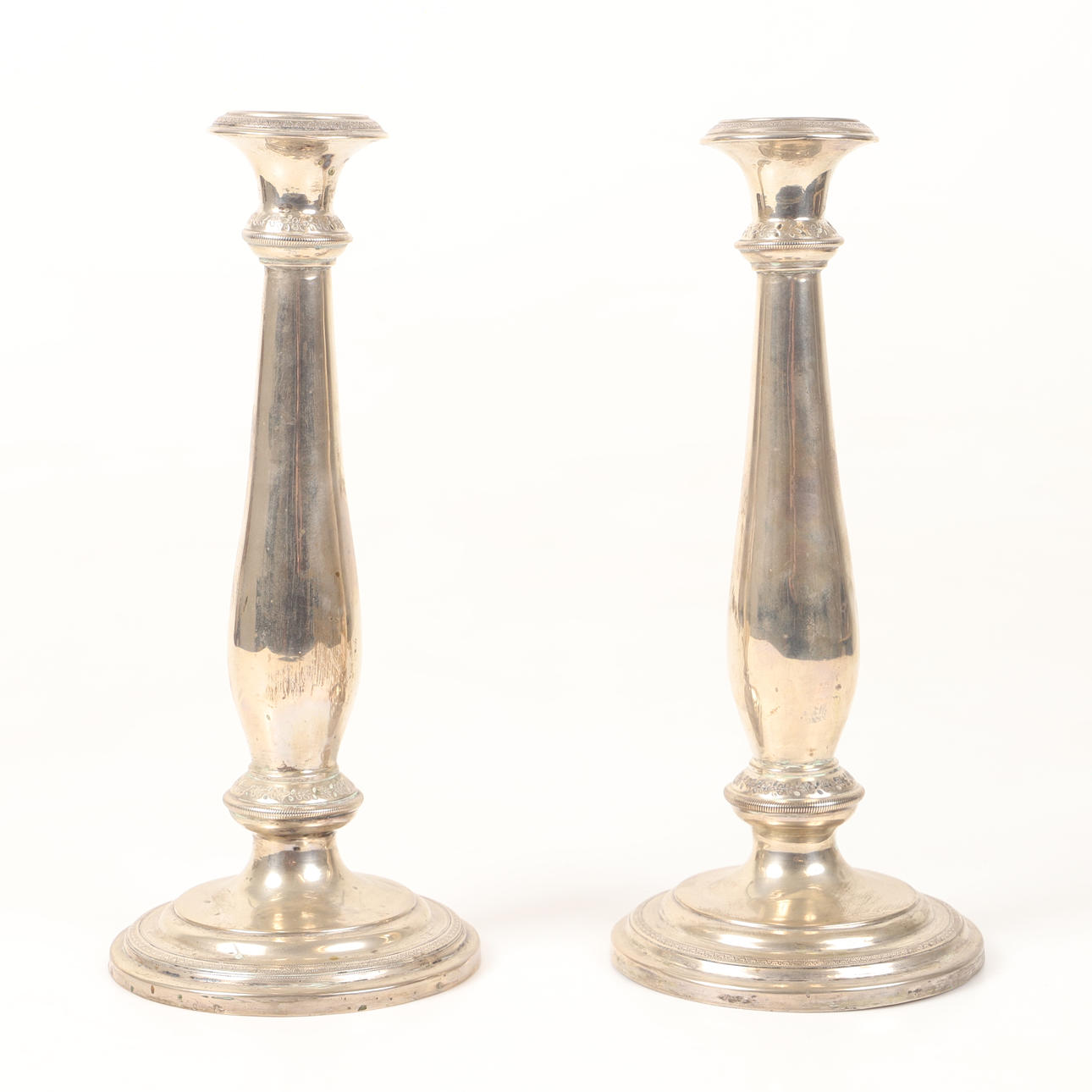 LJUSSTAKAR, 1 par, nysilver, stämplade BR.