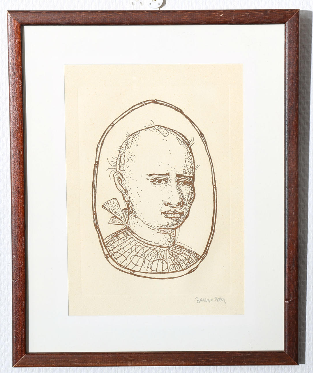 ZOLTAN VON BOER. Grafiskt blad, Porträtt, signerad.