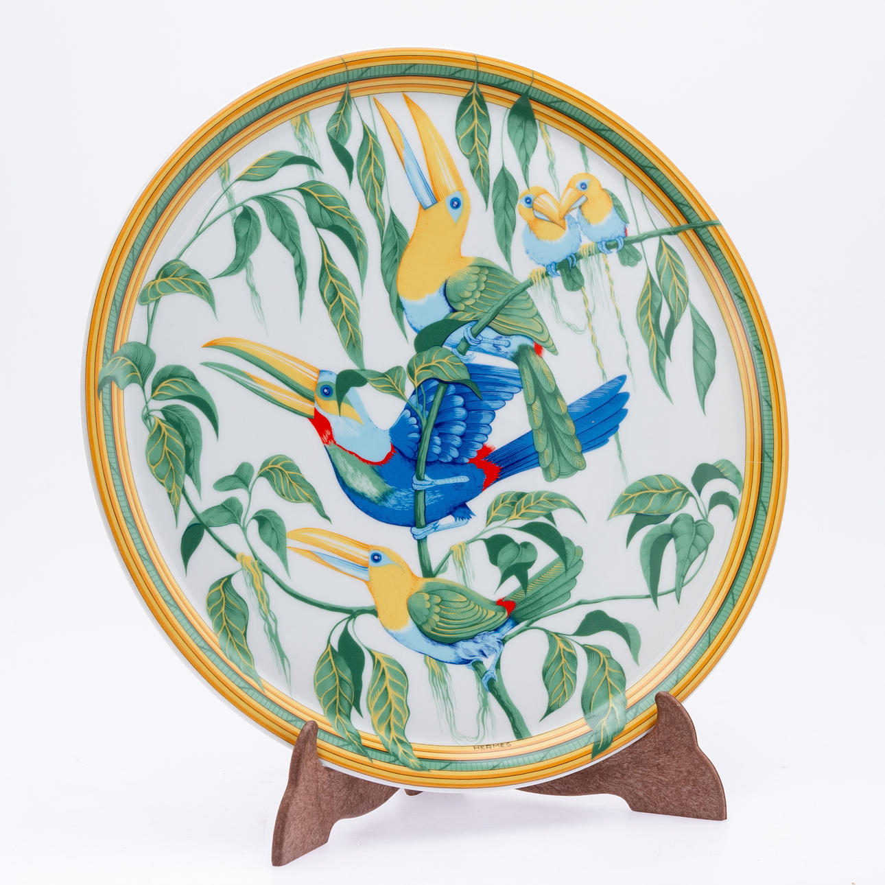 HERMES. Platte ´Toucans`, Porcelain Limoges.