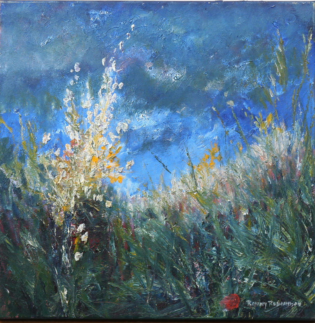RONNY RODHAMMAR. Trädgård, akryl på duk, signerad.