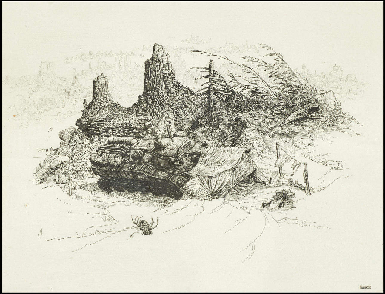 PHILIPPE MOHLITZ (France, 1941-2019). “Armistice”, engraving. Art