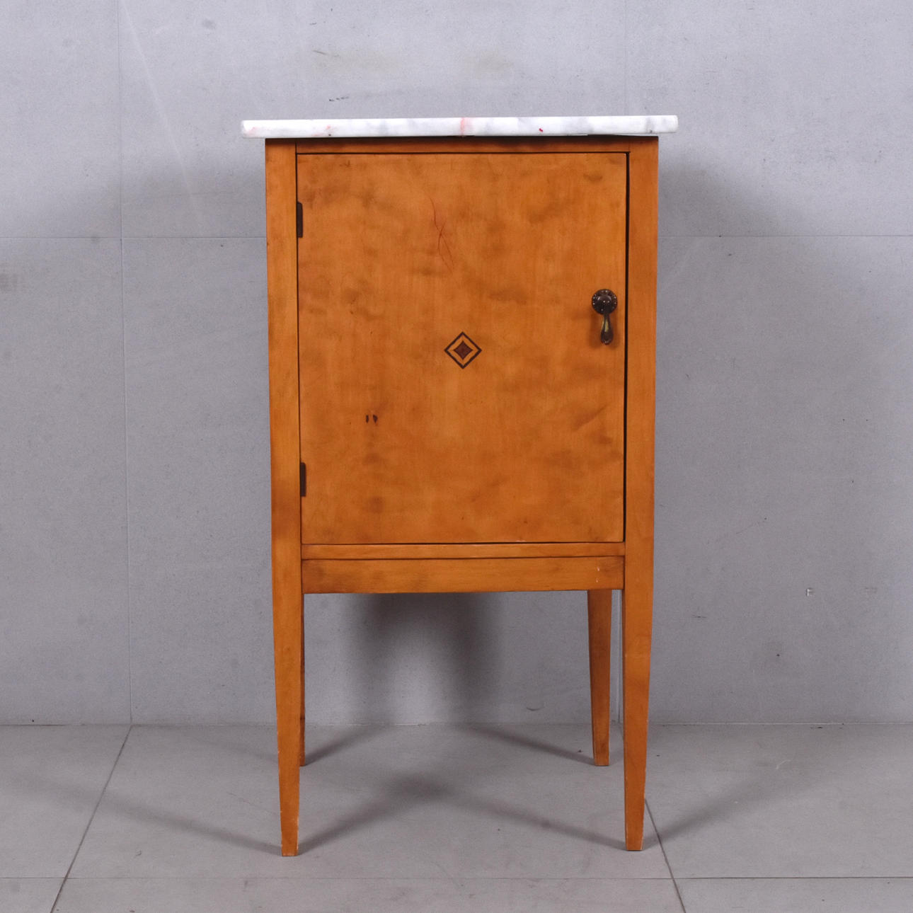 BEDSIDE TABLE, with marble top.