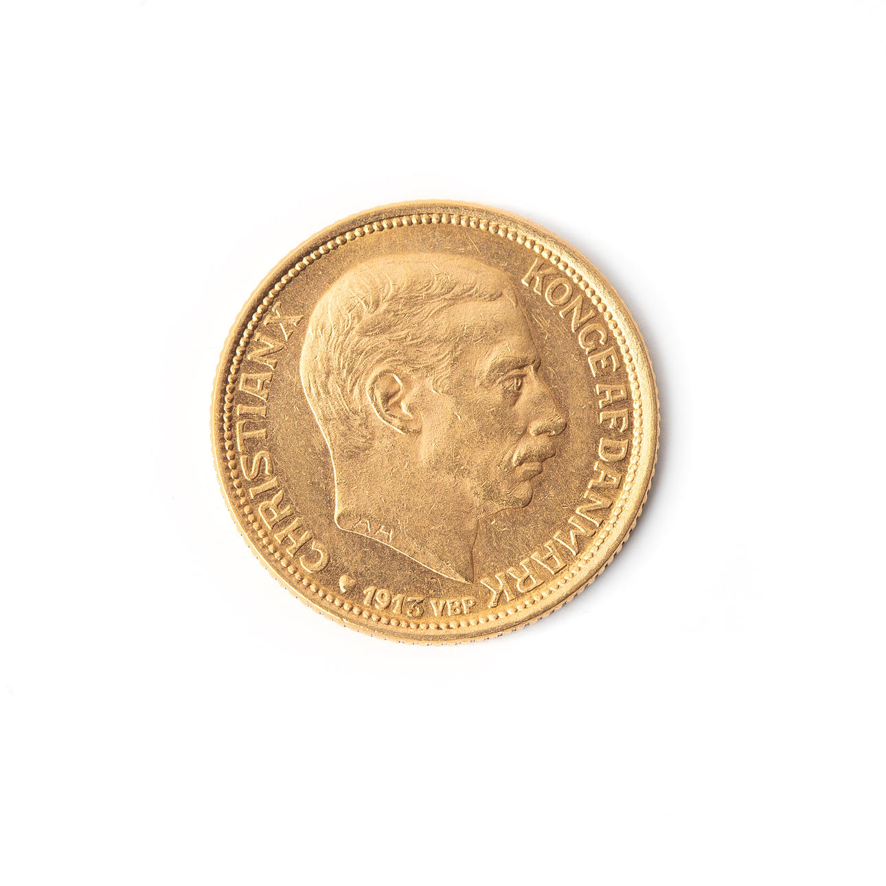 GULDMØNT Danmark 10kr, 1913.