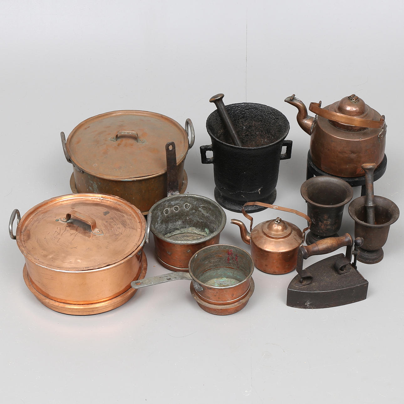 GRYTOR, KITTLAR, MORTLAR, koppar, järn, 1800/1900-tal.