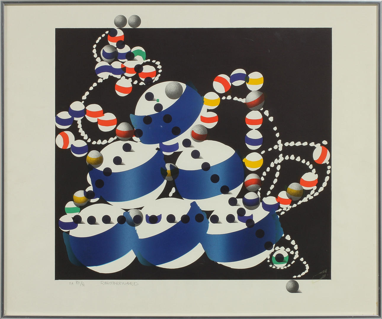 CARL FREDRIK REUTERSWÄRD. Komposition, färglitografi, sign o numr EA XVI/XX.