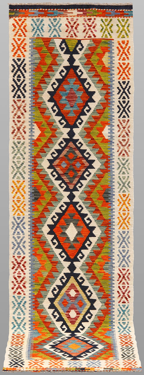 ORIENTTEPPICH. Kelim Klassisches Design, 288x84.