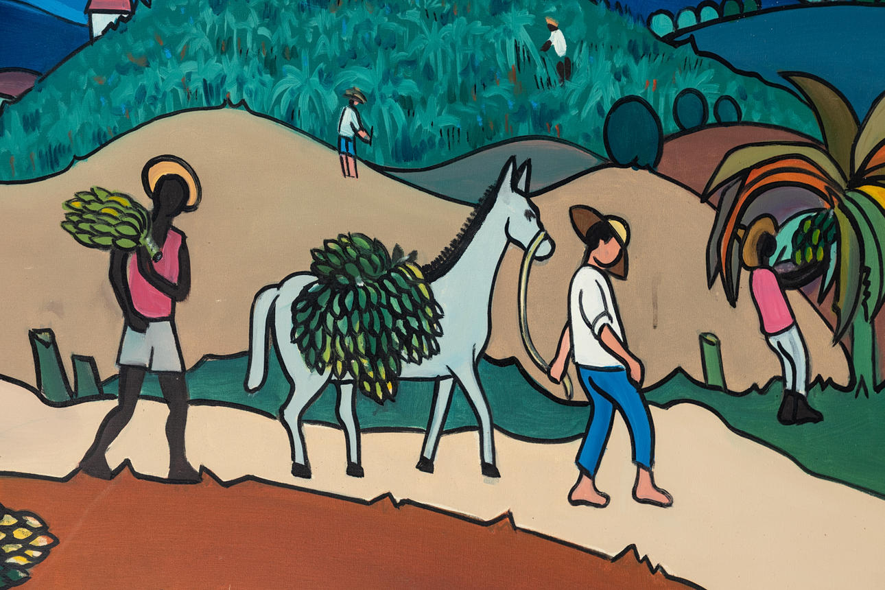 SILVIO PINTO (1918-1997). Brazilian landscape with farmers. Art