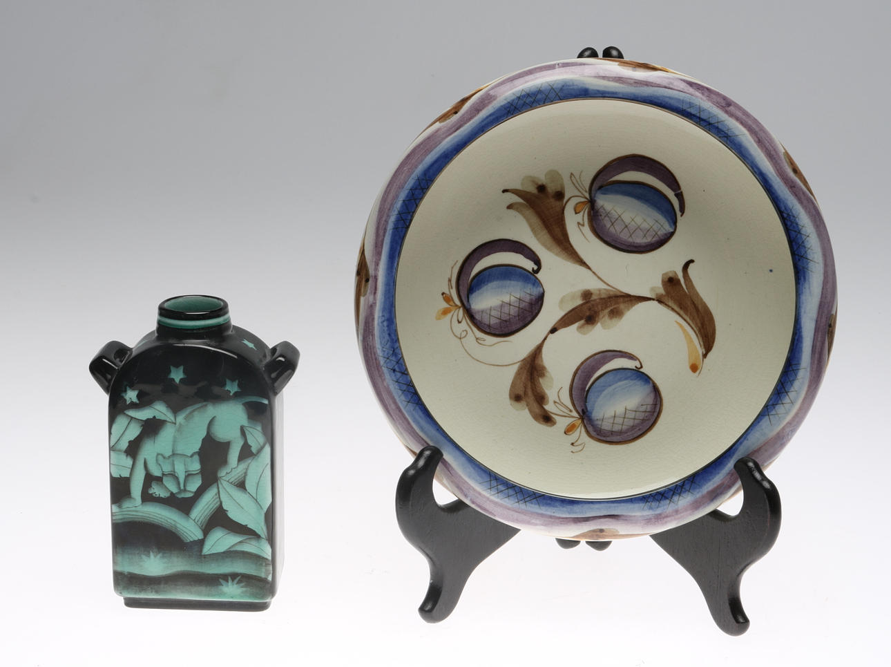 VAS samt SKÅL, flintgods, 2 delar, Art Deco, Ilse Claesson, Rörstrand, 1920/30-tal.