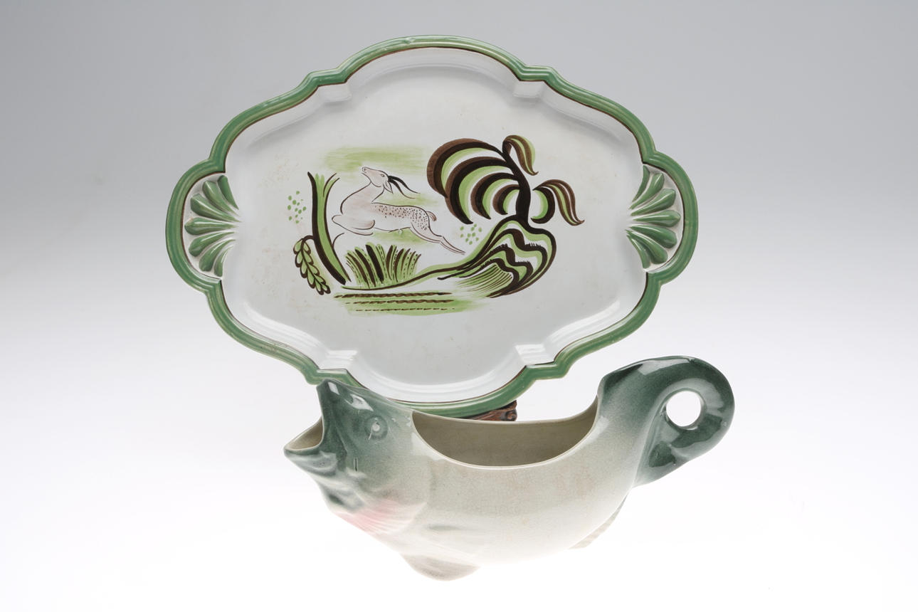 SÅSKANNA samt FAT, 2 delar, keramik, bland annat Arthur Percy Gefle.