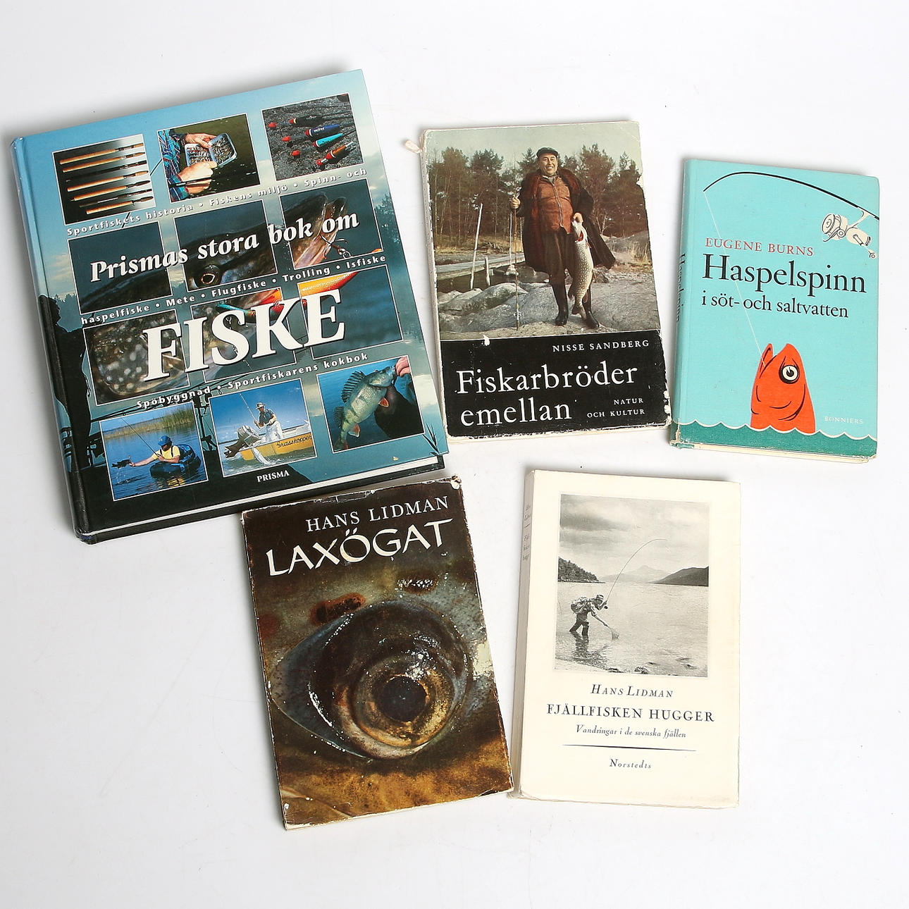BÖCKER, 5 st, fiskelitteratur, bl.a. Hans Lidman, Nisse Sandberg.
