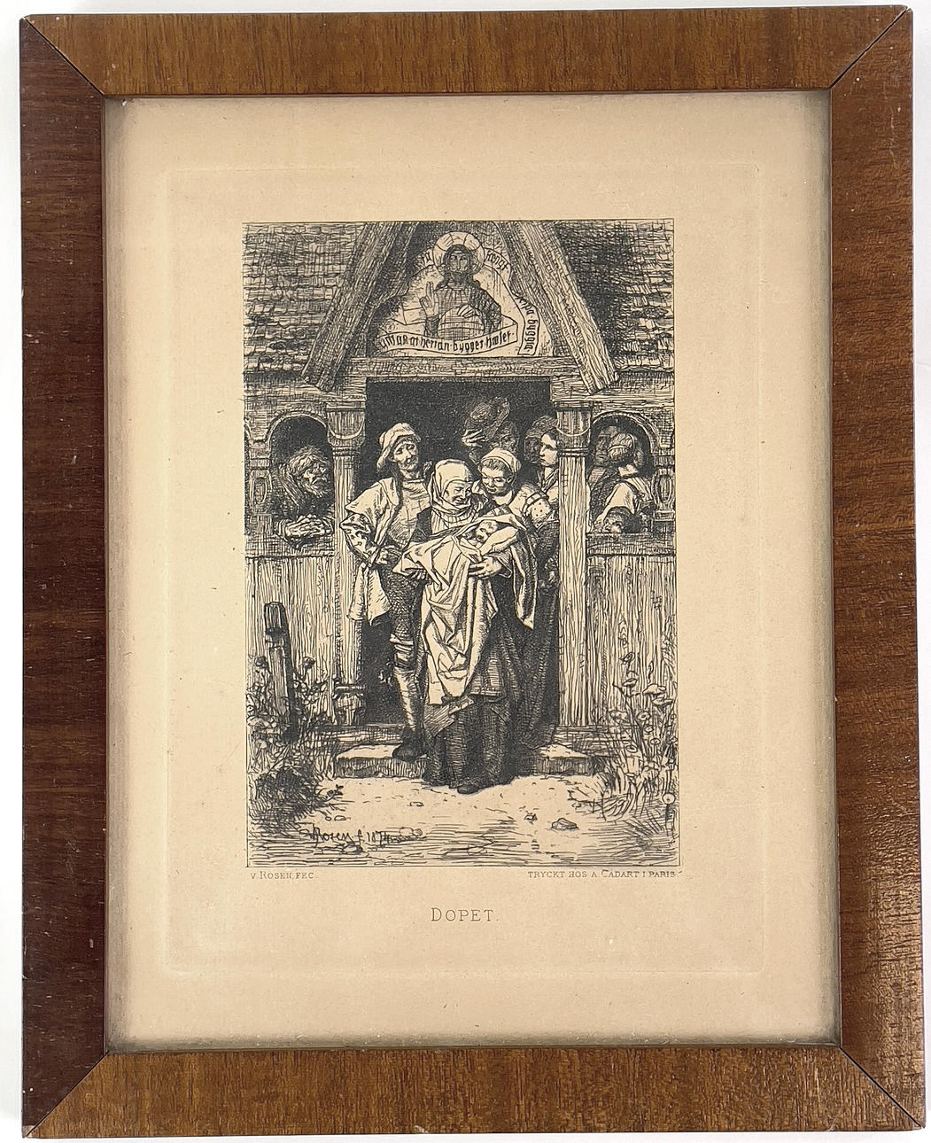 GEORGE VON ROSEN (1843 - 1923), etching, “Baptism”, signed and dated ...