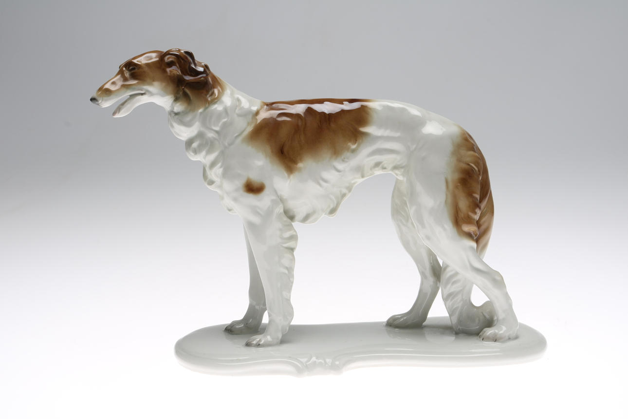 FIGURIN, hund, porslin, R. Steiner, Schaubach, Tyskland.