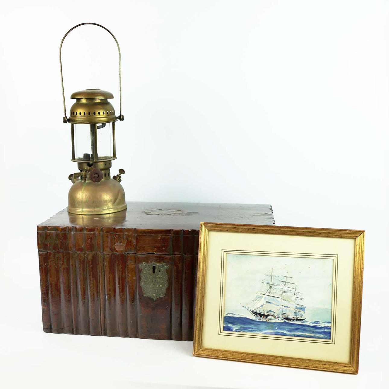 A CAPTAINS SEA CHEST. (3).