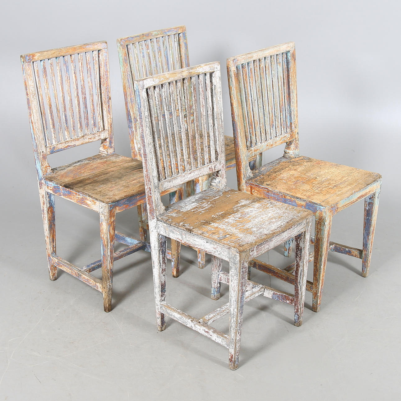 STOLAR, 4 st, trä, så kallade "Leksandsstolar", sengustavianska, 17/1800-tal.