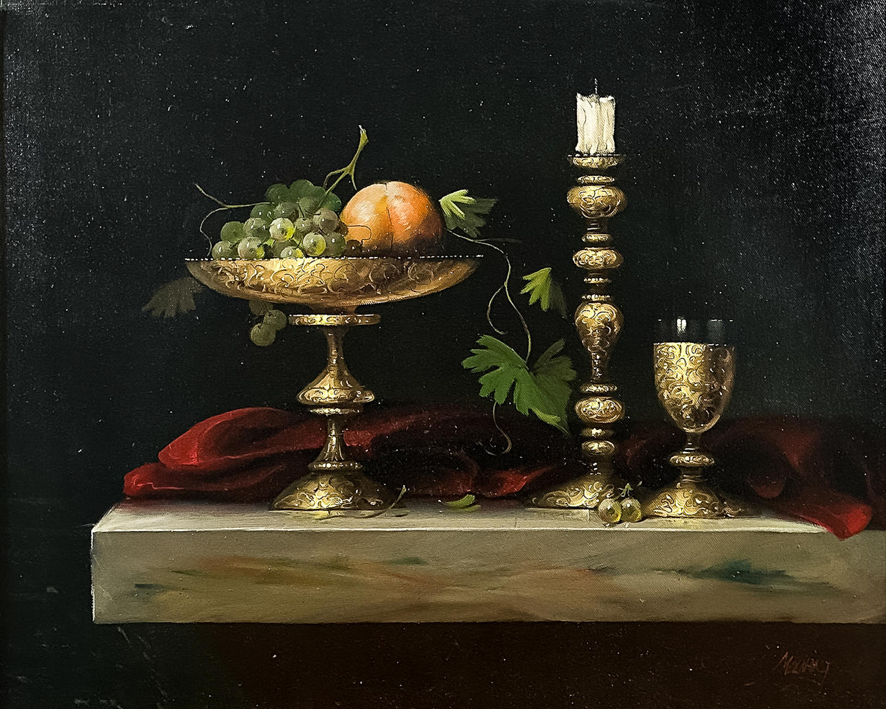 JOSZEF MOLNAR. STILLEBEN, Öl auf Leinwand.