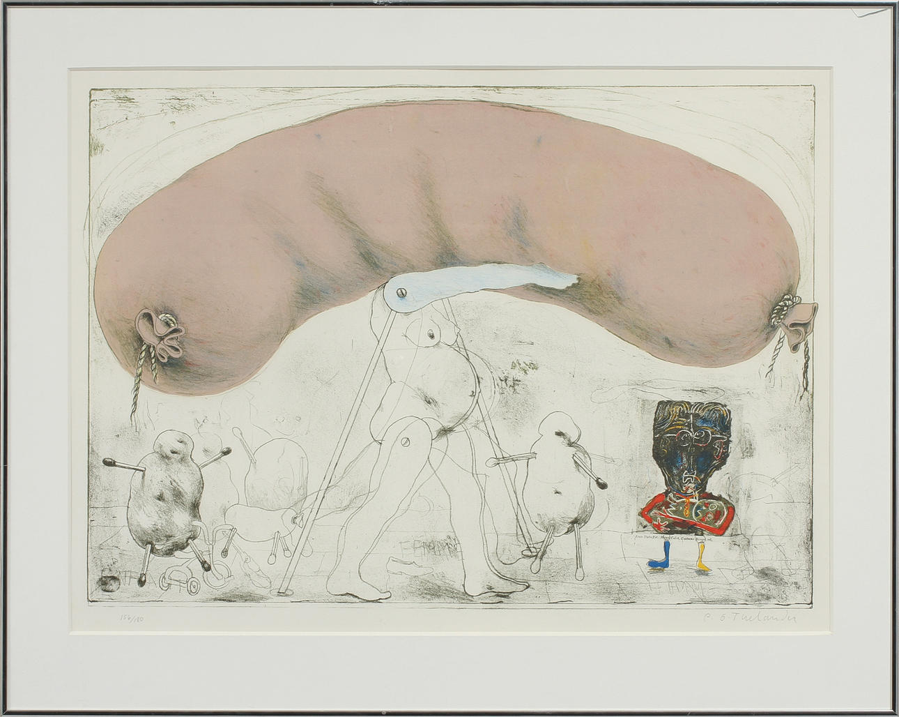 PÄR GUNNAR THELANDER. "Fläskkorv II", färglitografi, sign o numr 156/180.