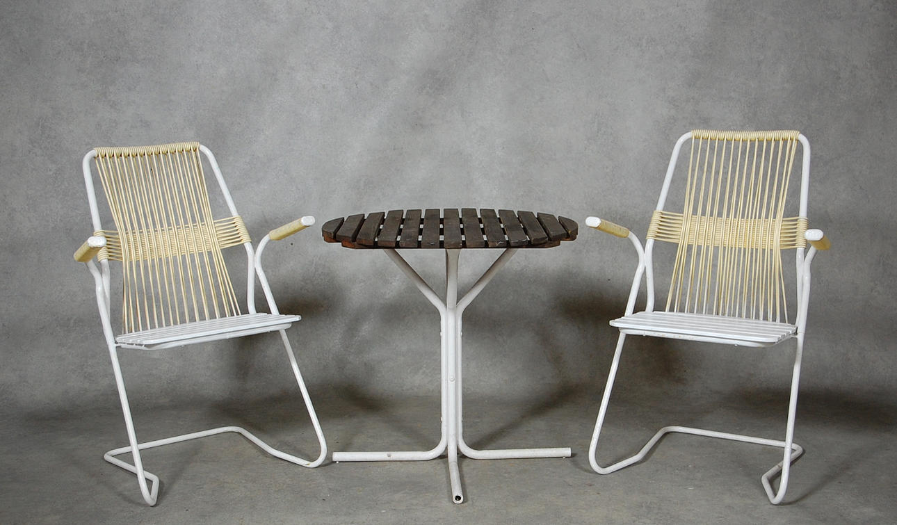 TRÄDGÅRDSMÖBLEMANG, 3 delar, 1950-tal.